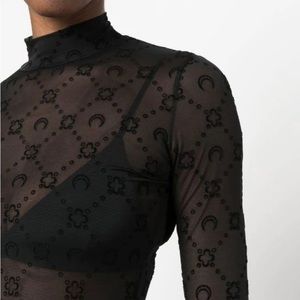 Marine Serre monogram flocked mesh turtleneck top